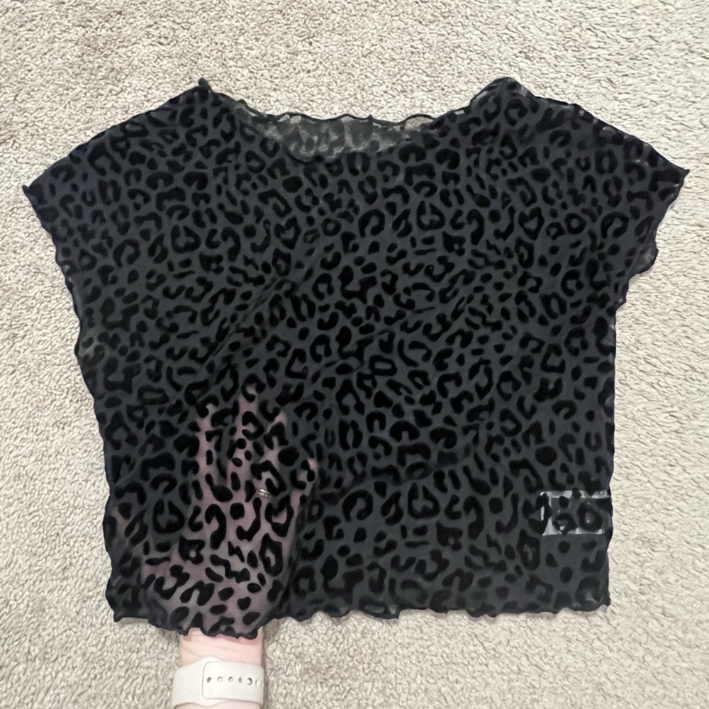 sheer black cheetah print top